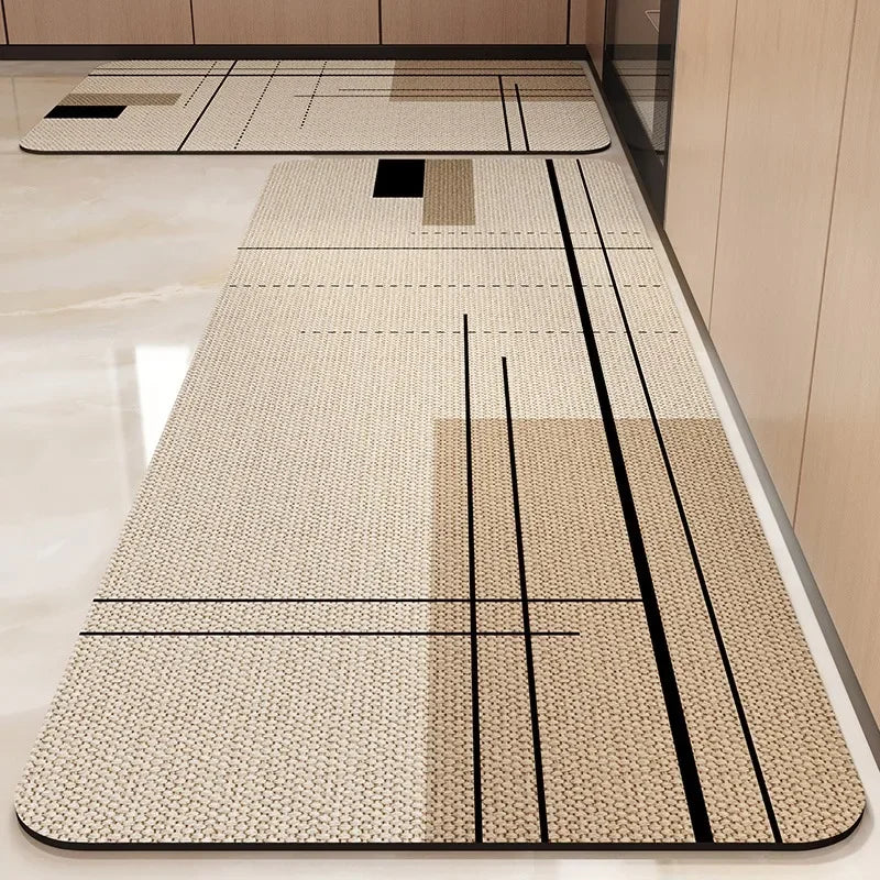 Saugfähige Küchenmatte mit Kieselgur-Oberfläche für Küche und Bad – 50 × 80 bis 160 × 230 cm, 4 mm, schnell trocknend, rutschfest, 12 Motive