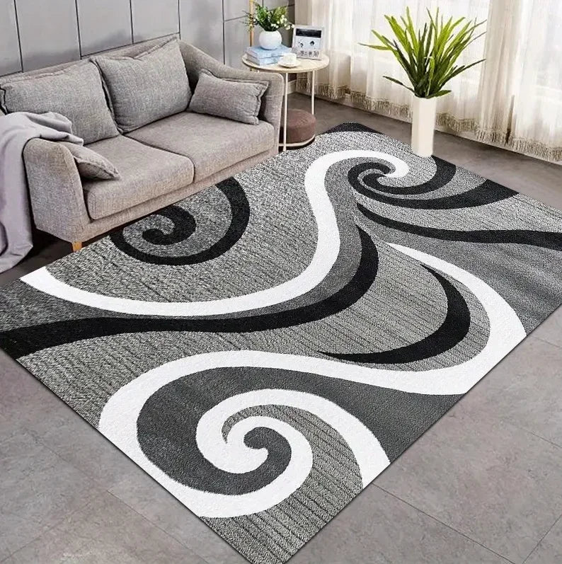 Moderner Teppich mit Linienmuster aus Flanell für Wohnzimmer, Schlafzimmer und Büro – 40 × 60 bis 120 × 160 cm, rechteckig, rutschfest, 5 Motive