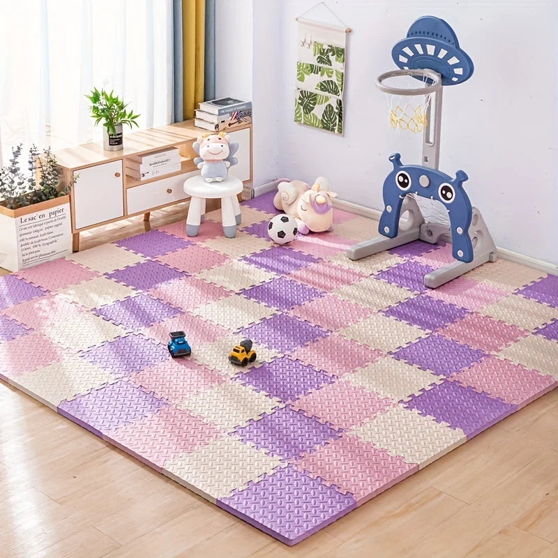 Steckbare Fitness-Bodenmatten aus EVA für Yoga, Workout und Training zu Hause – je 30 × 30 cm, Blattstruktur, rutschfest, stoßdämpfend, 1 bis 20 Stück
