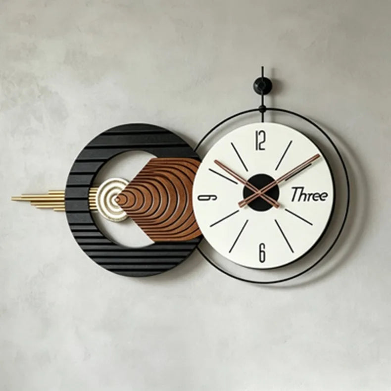 Minimalistische Wanduhr mit Holz-Zifferblatt für Wohnzimmer, Schlafzimmer und Büro – 88 × 51,5 cm, groß, geräuschloses Quarzwerk, modern