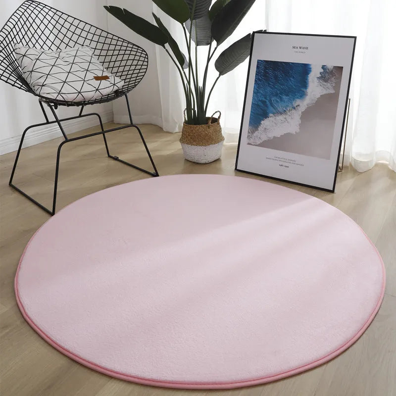 Runder Teppich aus Korallensamt in Uni-Farben für Wohnzimmer, Kinderzimmer und als Krabbelmatte – Ø 60 bis 200 cm, Schaumkern, 13 Farben