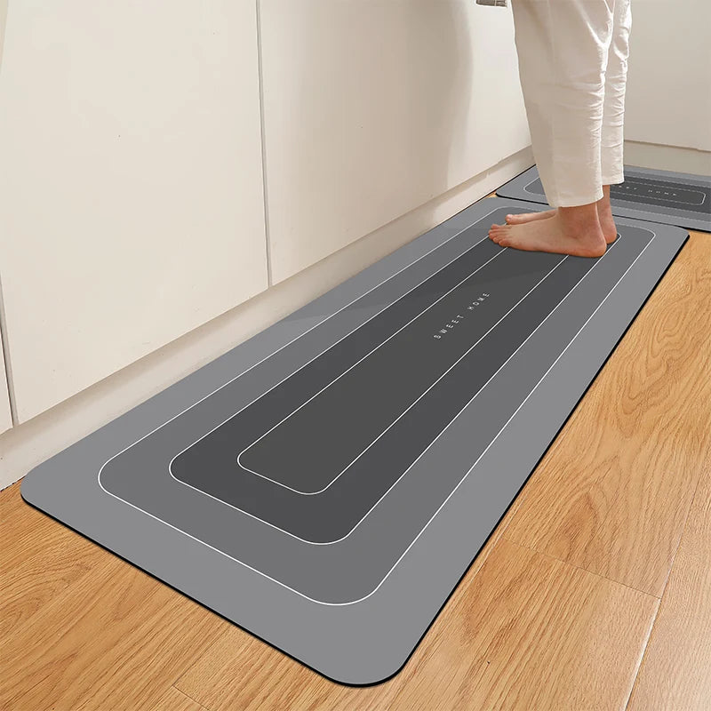Wasserdichte Küchenmatte in Grau mit Farbverlauf für Küche und Eingang – 40 × 60 oder 50 × 160 cm, Polyester, rutschfest, Gummirücken