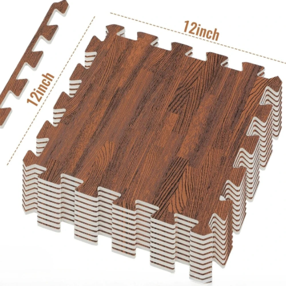 Puzzlematten in Holzoptik aus EVA-Schaum für Spielzimmer, Wohnzimmer und Training – je 30 × 30 cm, 8 oder 16 Stück, ineinandergreifend, 2 Farben