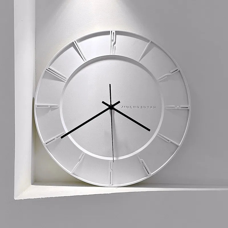 Minimalistische Wanduhr aus Beton im nordischen Stil für Wohnzimmer und Arbeitszimmer – Ø ca. 38 cm, geräuschlos, ohne Bohren, Orange oder Beige
