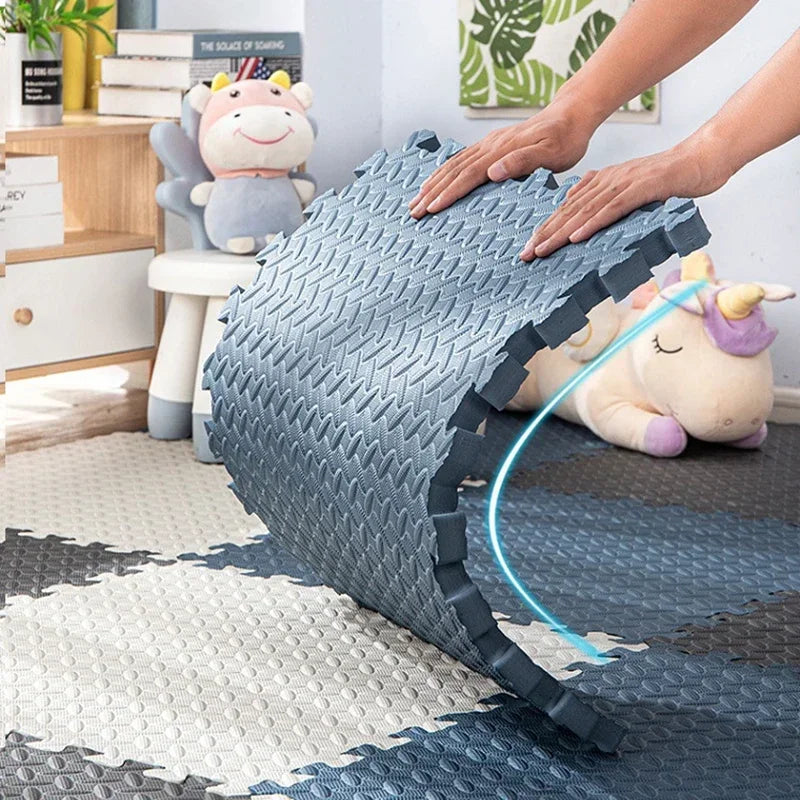 EVA-Sportmatte mit Blattmaserung im Puzzle-System für Gym, Yoga und Fitness – 30 × 30 × 1 cm, verdickt, rutschfest, stoßdämpfend, 1 bis 16 Stück