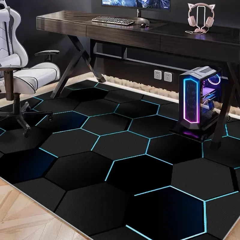 Gaming-Teppich aus Kristallsamt für E-Sport-Zimmer, Wohnzimmer und Büro – 80 × 120 bis 160 × 230 cm, schalldämmend, rutschfest, 14 Motive