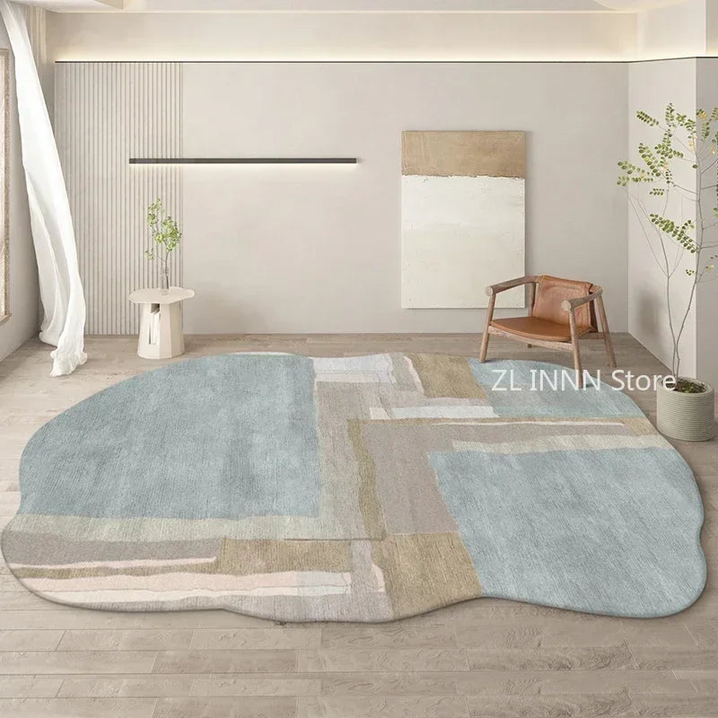 Unregelmäßig ovaler Kurzflorteppich im nordischen Stil für Wohnzimmer und Schlafzimmer – 60 × 90 bis 200 × 400 cm, rutschfest, waschbar, 14 Motive