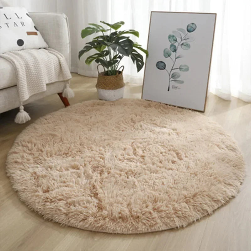 Flauschiger Rundteppich aus Plüsch für Wohnzimmer, Schlafzimmer und Kinderzimmer – Ø 60 bis 100 cm, ca. 3,3 cm Flor, superweich, 4 Farben