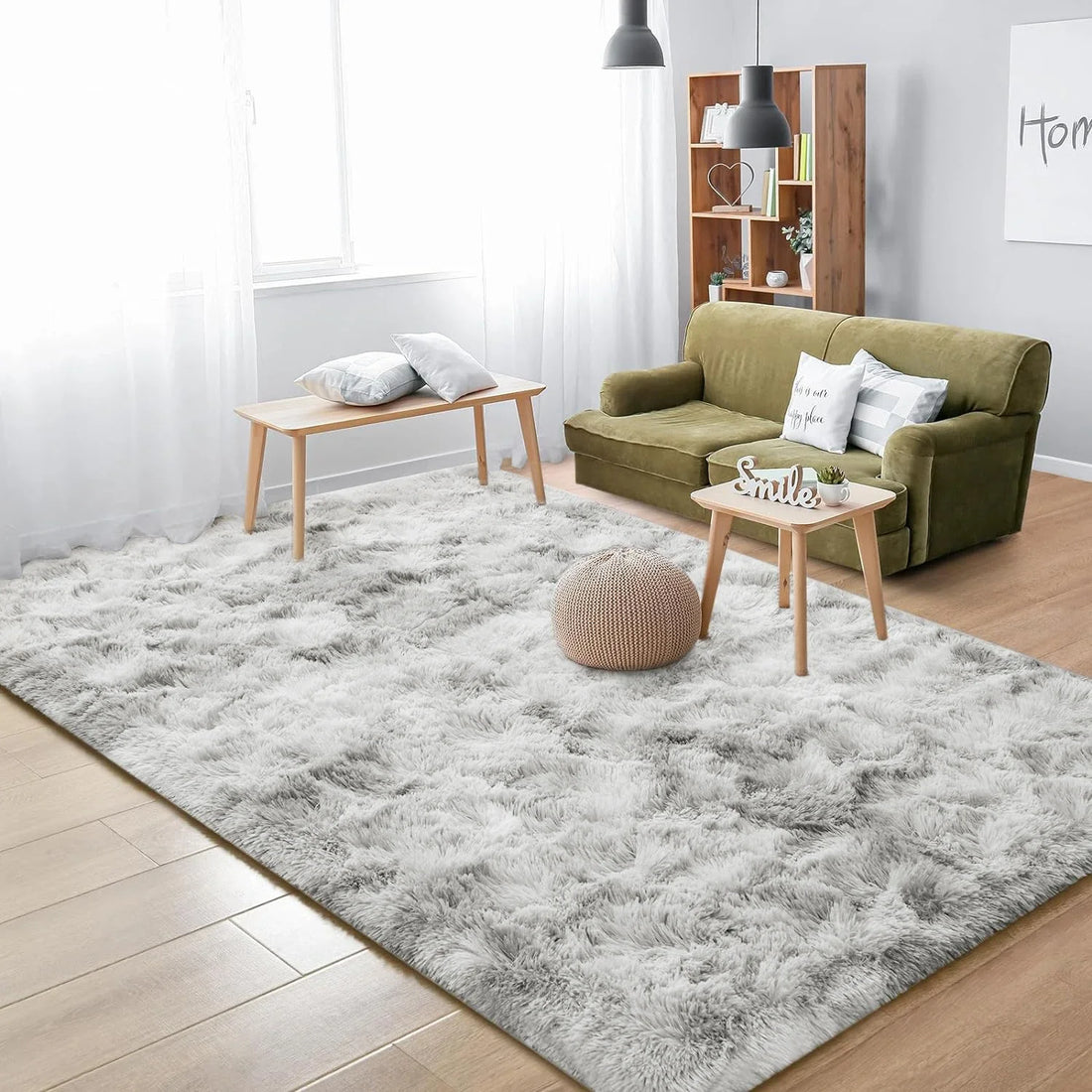 Weicher Plüschteppich aus Seidenwolle für Wohnzimmer, Schlafzimmer und Kinderzimmer – 40 × 60 bis 160 × 230 cm, rechteckig, rutschfest, 4 Farben