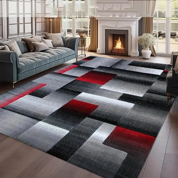 Abstrakter geometrischer Teppich im nordischen Stil für Wohnzimmer, Schlafzimmer und Flur – 40 × 60 bis 120 × 160 cm, Schaumkern, rutschfest, 7 Motive