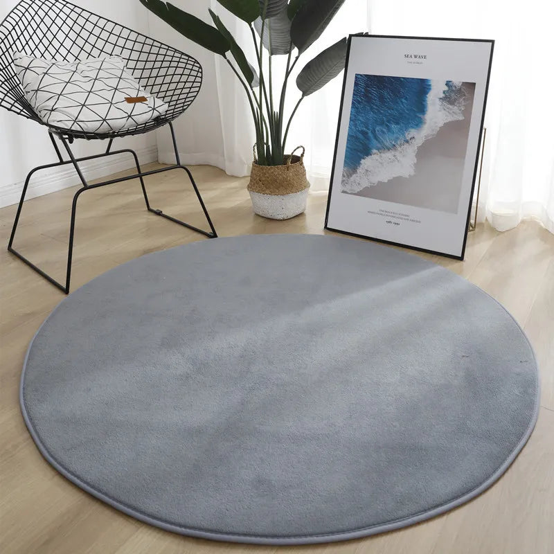 Runder Teppich aus Korallensamt in Uni-Farben für Wohnzimmer, Kinderzimmer und als Krabbelmatte – Ø 60 bis 200 cm, Schaumkern, 13 Farben