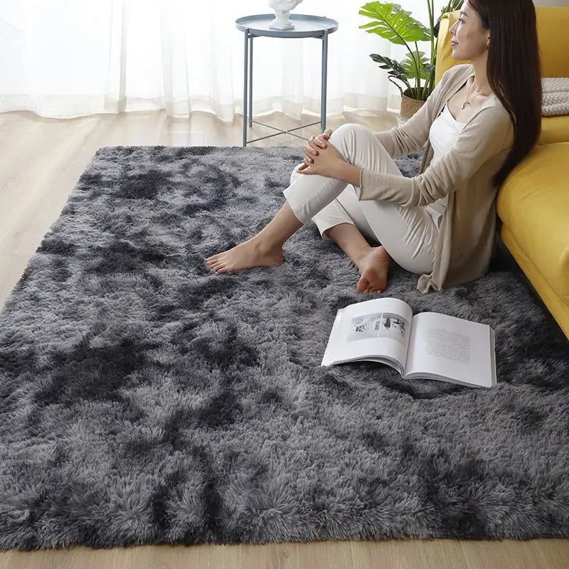Flauschiger Plüschteppich in Uni- und Batikfarben für Wohnzimmer und Schlafzimmer – 40 × 60 bis 160 × 230 cm, 3,5 cm Flor, rechteckig, 12 Farben