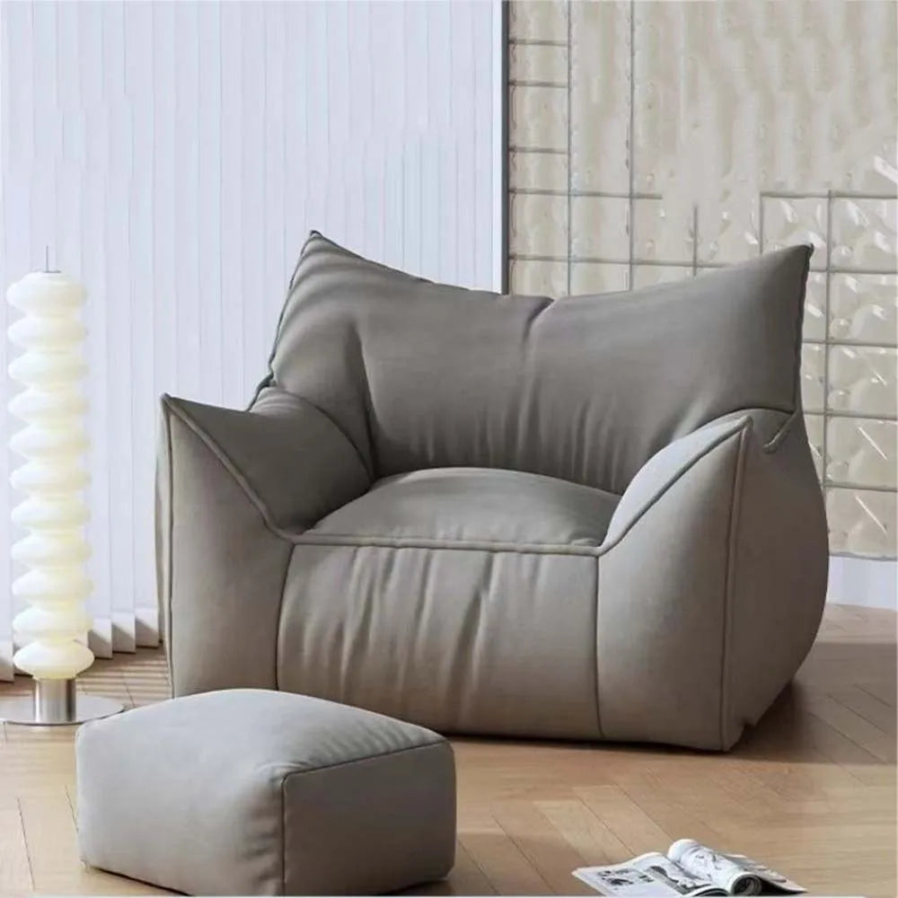Sitzsack-Sessel mit Fußhocker und EPS-Füllung für Wohnzimmer, Schlafzimmer und Balkon – 80 × 70 × 60 cm, schmutzabweisend, 3 Farben