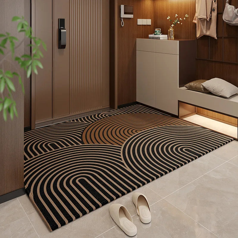 Fußmatte aus Kristallsamt im Light-Luxury-Stil für Eingang, Foyer und Wohnzimmer – 40 × 60 bis 80 × 120 cm, gestreift, rutschfest, 6 Motive