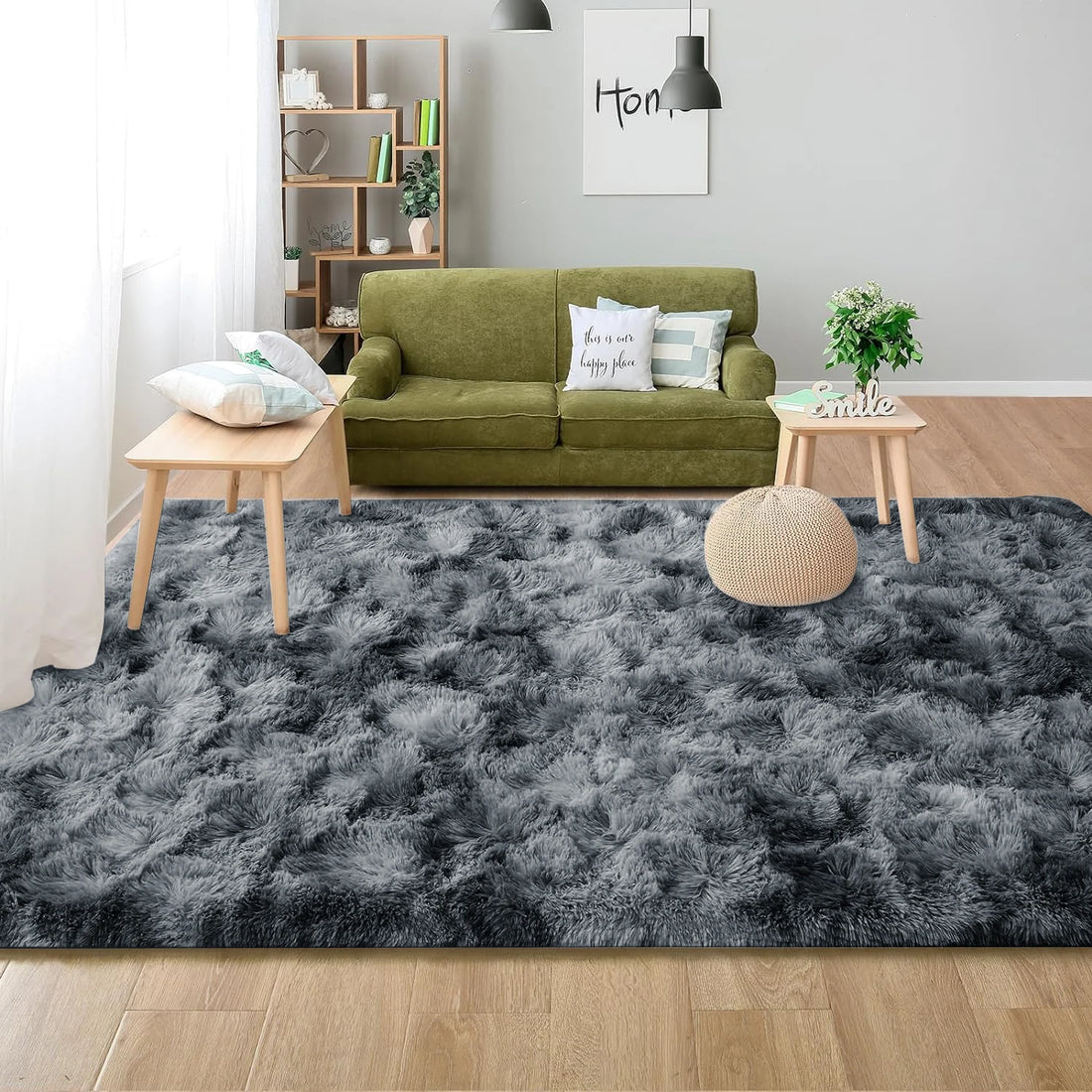 Zotteliger Teppich in Batik-Optik mit Samtflor für Wohnzimmer, Schlafzimmer und Kinderzimmer – 50 × 80 bis 160 × 230 cm, rutschfest, 4 Farben