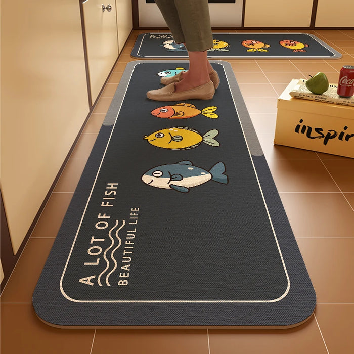 Saugfähiger Küchenläufer mit Diatomit im skandinavischen Stil für Küche, Bad und Eingang – 40 × 60 bis 60 × 160 cm, rutschfest, 16 Motive