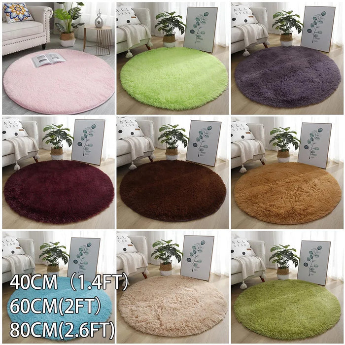 Runder Hochflor-Teppich mit 4 cm Flor für Wohnzimmer, Schlafzimmer und Kinderzimmer – Ø 40, 60 oder 80 cm, rutschfest, waschbar, 12 Farben