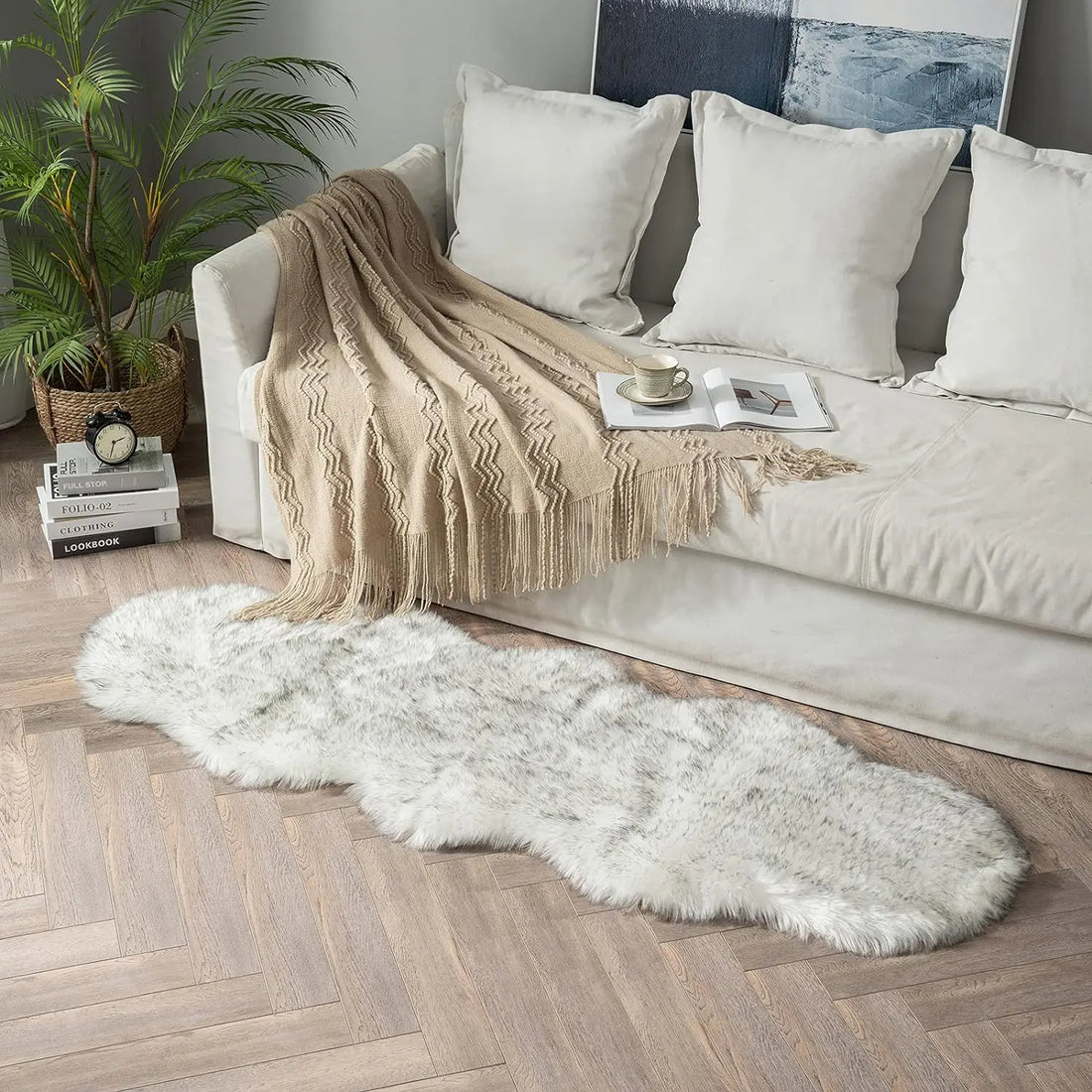 Kunstfell-Teppich in Schaffell-Optik mit langem Flor für Wohnzimmer, Schlafzimmer und Sofa – 45 × 65 bis 80 × 220 cm, 5–6 cm Flor, 10 Farben