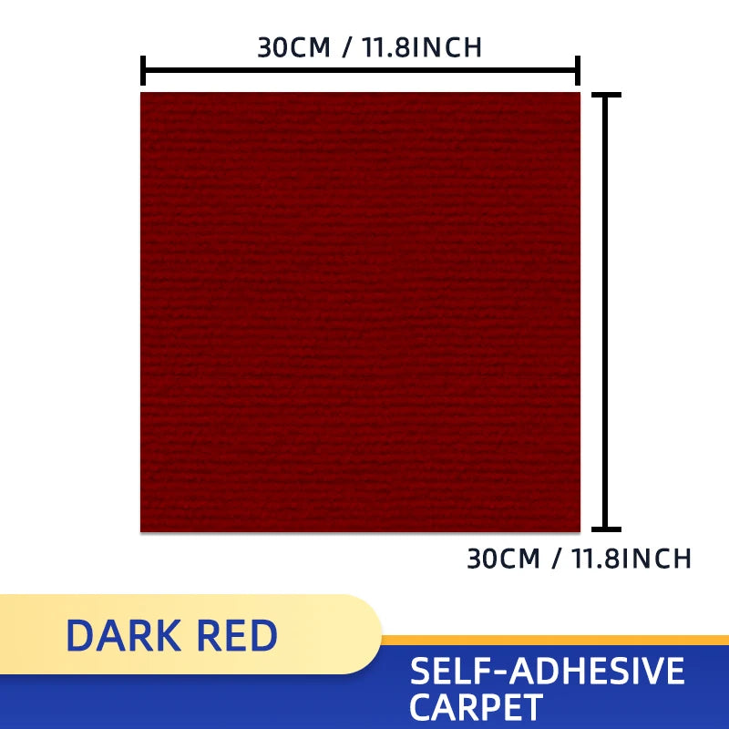 Selbstklebende Teppichfliesen im 20er-Set in 9 Farben für Flur, Wohnräume und Innenbereich – je 30 × 30 cm, quadratisch, abnehmbar, rutschfest