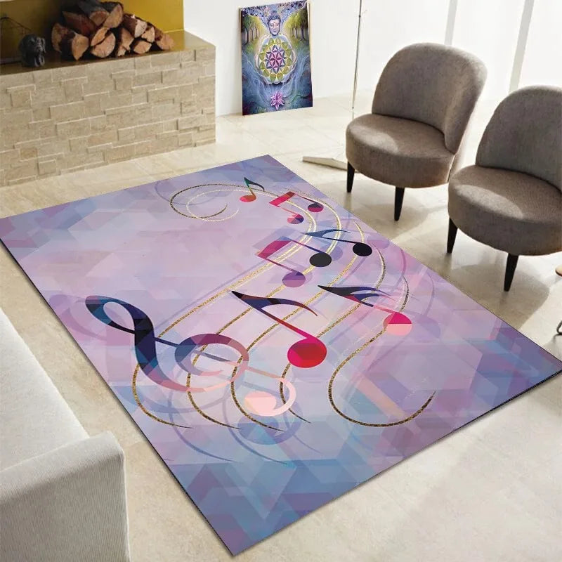 Teppich mit Musik-Motiv aus Klavier und Noten für Wohnzimmer, Schlafzimmer und Flur – 40 × 60 bis 120 × 160 cm, rechteckig, rutschfest, 21 Motive