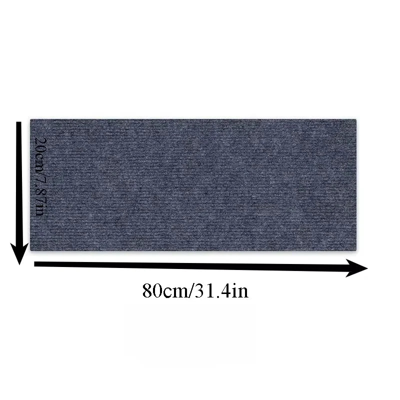 Rutschfeste Treppenstufenmatte als Teppichstreifen für Holzstufen im Haus – 20 × 80 cm, Polyester, PVC-Rückseite, waschbar, 6 Farben