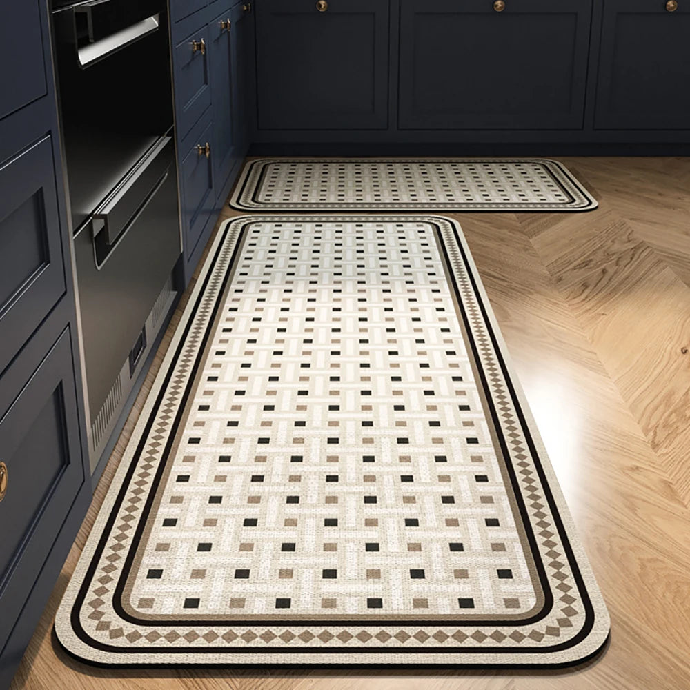 Bedruckte Küchenmatte aus Kristallsamt für Küche, Flur und Eingang – 40 × 60 bis 50 × 160 cm, auch im Zweierset, saugfähig, rutschfest, 18 Motive