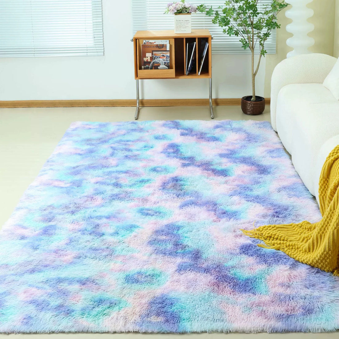 Flauschiger Shaggy-Teppich aus Kunstfell für Wohnzimmer und Kinderzimmer – 40 × 60 bis 160 × 200 cm, rechteckig, rutschfest, waschbar, 13 Designs