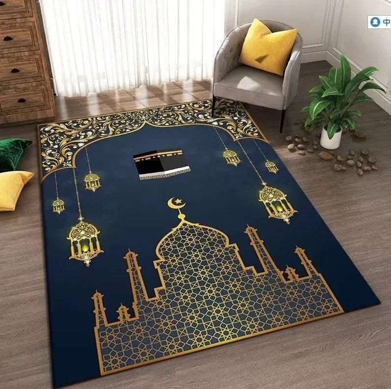 Rutschfester Teppich mit islamischem Motiv als Gebetsmatte für Wohnzimmer und Schlafzimmer – 40 × 60 bis 120 × 160 cm, gepolstert, waschbar, 6 Motive