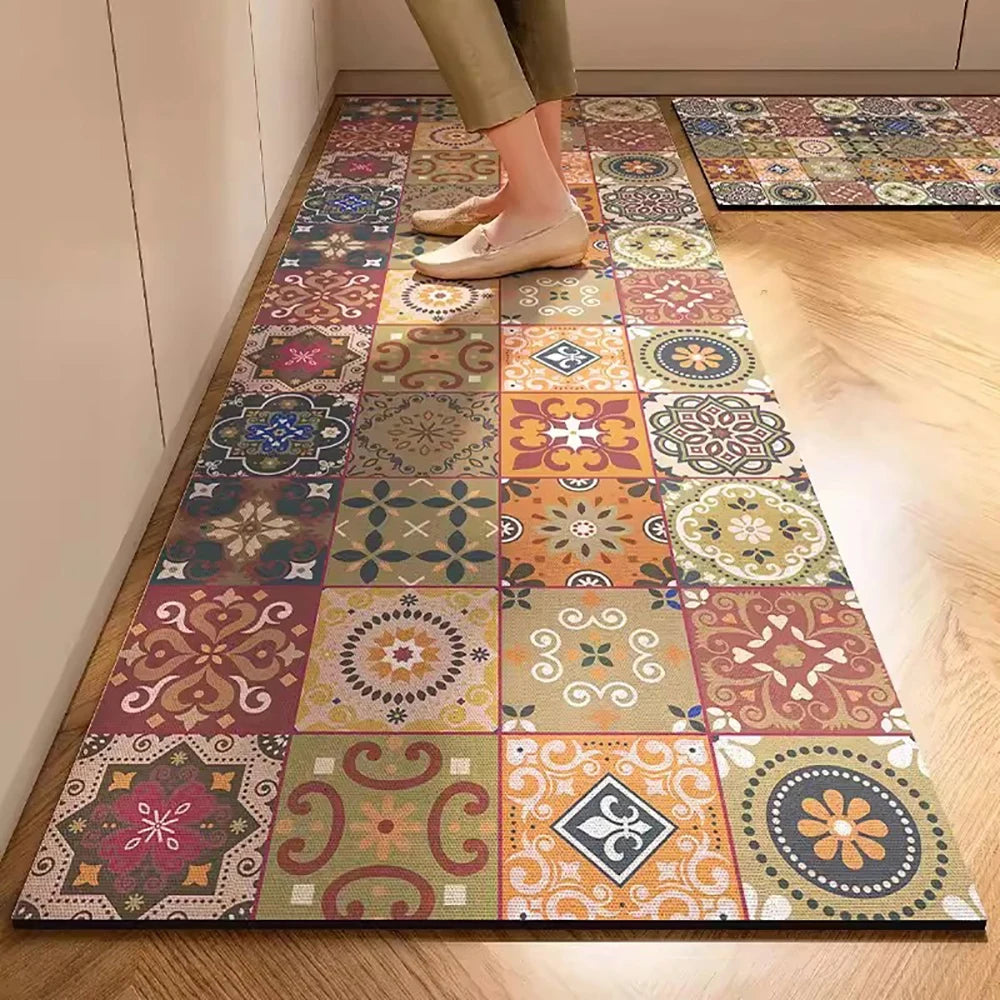 Bedruckte Küchenmatte aus Kristallsamt für Küche, Flur und Eingang – 40 × 60 bis 50 × 160 cm, auch im Zweierset, saugfähig, rutschfest, 18 Motive