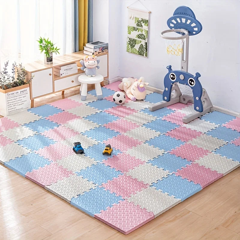 Steckbare Fitness-Bodenmatten aus EVA für Yoga, Workout und Training zu Hause – je 30 × 30 cm, Blattstruktur, rutschfest, stoßdämpfend, 1 bis 20 Stück