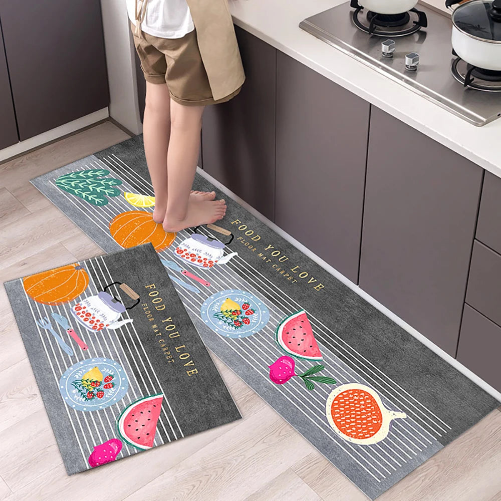 Küchenläufer aus Kristallsamt mit Druckmotiv für Küche, Wohnzimmer und Schlafzimmer – 40 × 60 bis 50 × 160 cm, einzeln oder im Set, 25 Motive