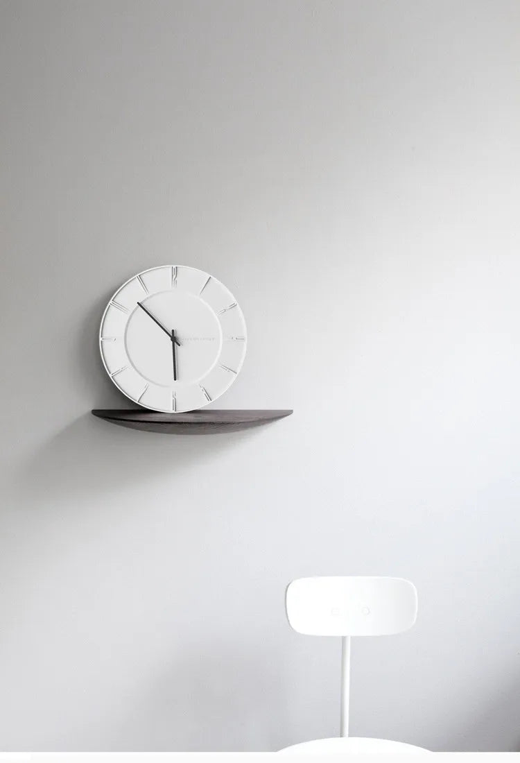 Minimalistische Wanduhr aus Beton im nordischen Stil für Wohnzimmer und Arbeitszimmer – Ø ca. 38 cm, geräuschlos, ohne Bohren, Orange oder Beige