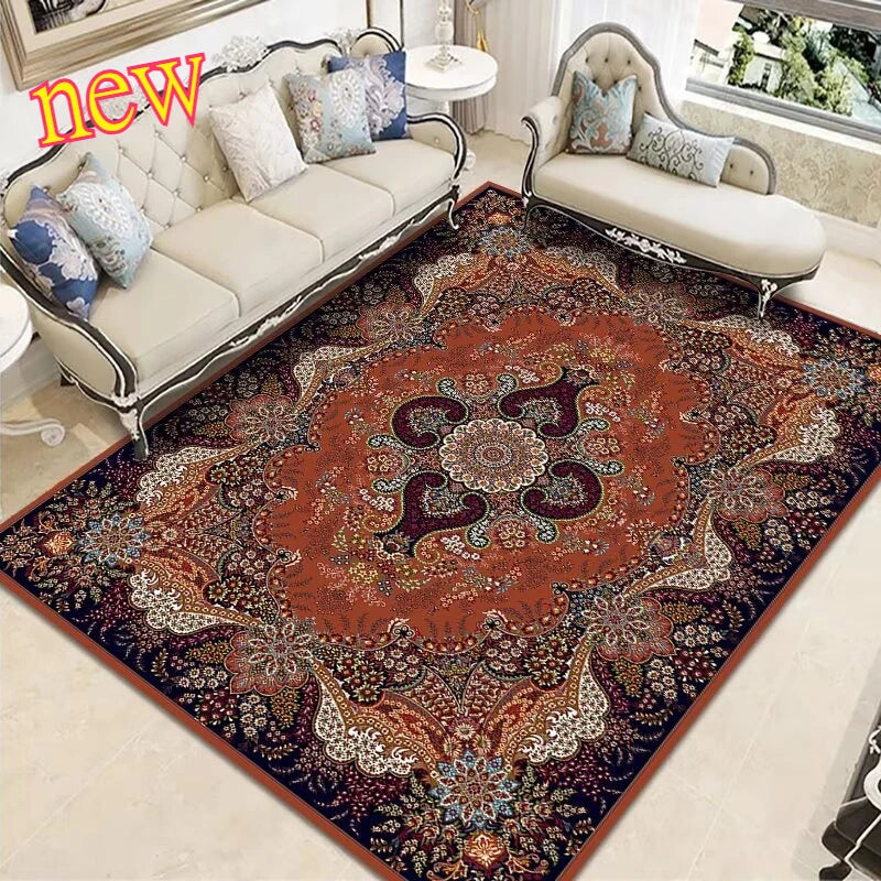 Teppich im Perser-Stil mit Retro-Muster für Wohnzimmer und Schlafzimmer – 80 × 120 bis 200 × 300 cm, rechteckig, 3D-Druck, rutschfest, 15 Motive