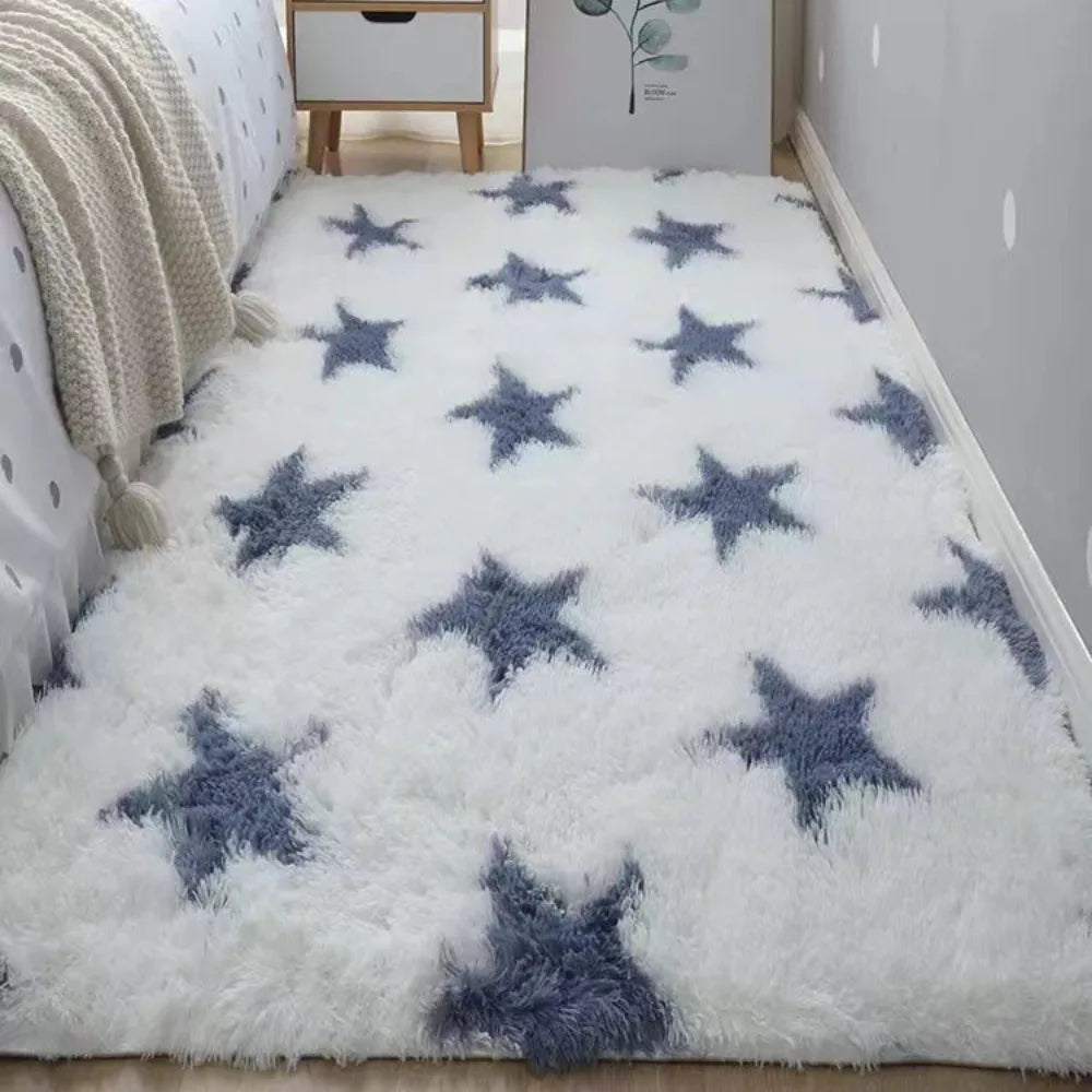 Flauschiger Hochflor-Teppich aus Kunstwolle als Bettvorleger und Sesselauflage – 40 × 60 bis 40 × 120 cm, rechteckig, zottelig, 4 Farben