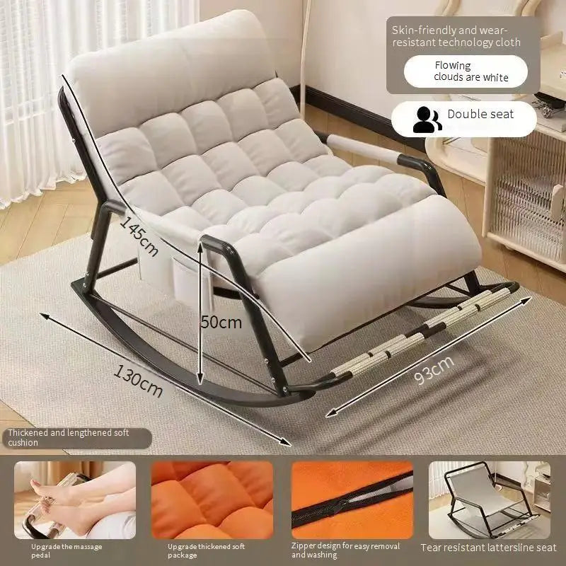 Schaukelstuhl aus Karbonstahl als Einzel- oder Doppelsitz für Wohnzimmer, Balkon und Garten – 130 × 93 × 50 cm, abnehmbare Auflage, 17 Ausführungen