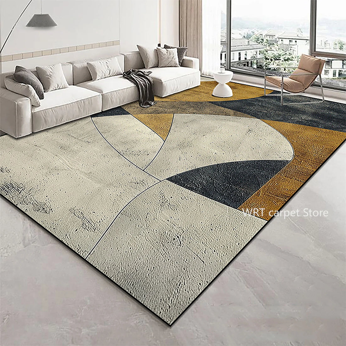 Teppich mit goldenem Geometrie-Muster im Luxus-Stil für Wohnzimmer und Schlafzimmer – 60 × 90 bis 200 × 400 cm, 3D-Druck, rutschfest, 11 Motive