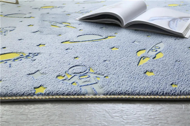 Im Dunkeln leuchtender Teppich mit 3D-Motiven für Kinderzimmer und Schlafzimmer – 40 × 60 bis 160 × 200 cm, Kurzflor, rutschfest, 12 Motive