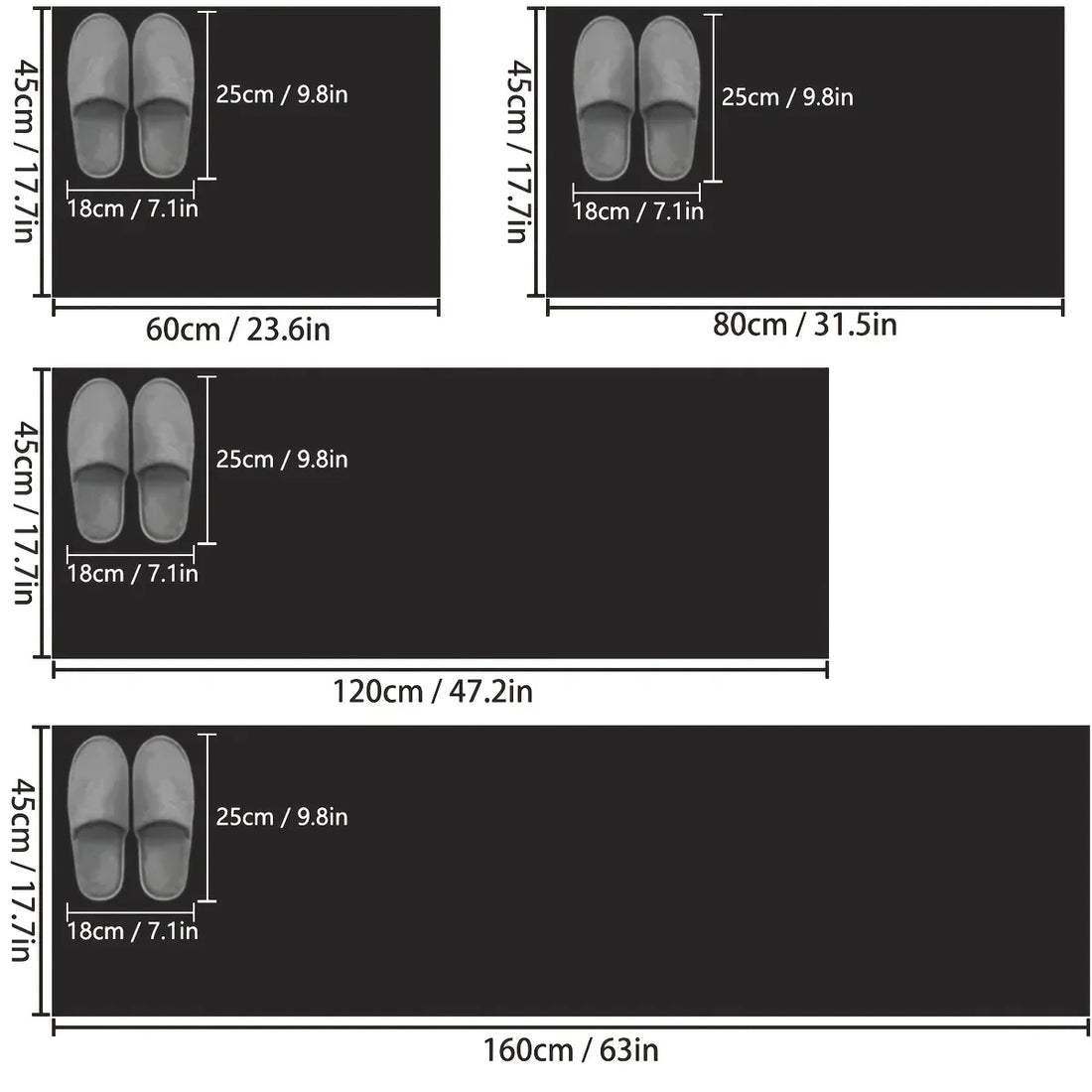 Weiche Kieselgur-Küchenmatte als langer Streifen für Küche, Restaurant und Bad – 45 × 60 bis 45 × 160 cm, bedruckt, saugfähig, rutschfest, 4 Farben