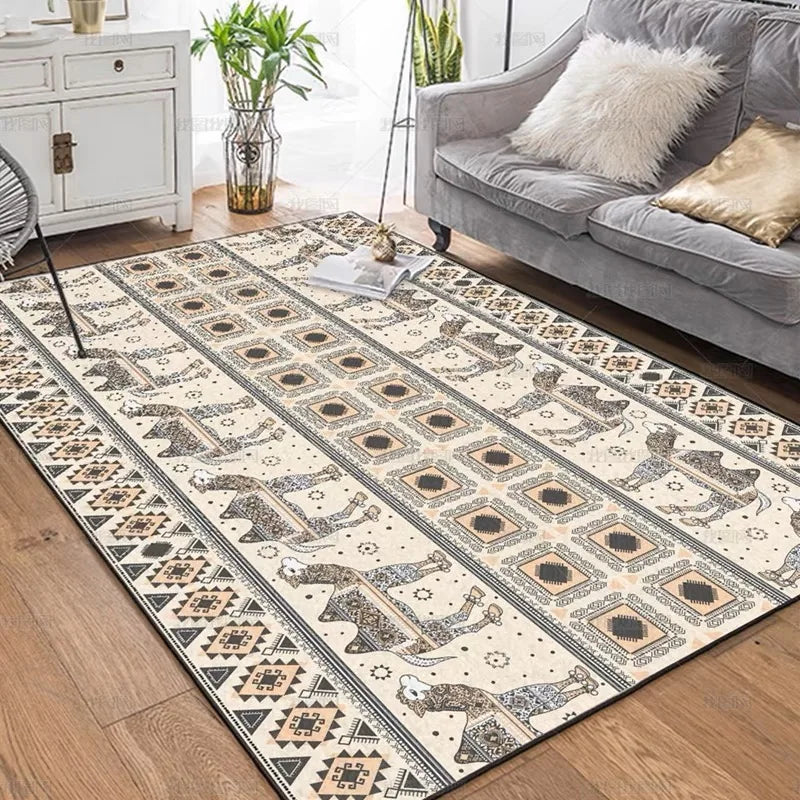 Teppich aus Kristallsamt im marokkanischen Boho-Stil für Wohnzimmer und Schlafzimmer – 40 × 60 bis 160 × 230 cm, bedruckt, schmutzabweisend, 25 Motive