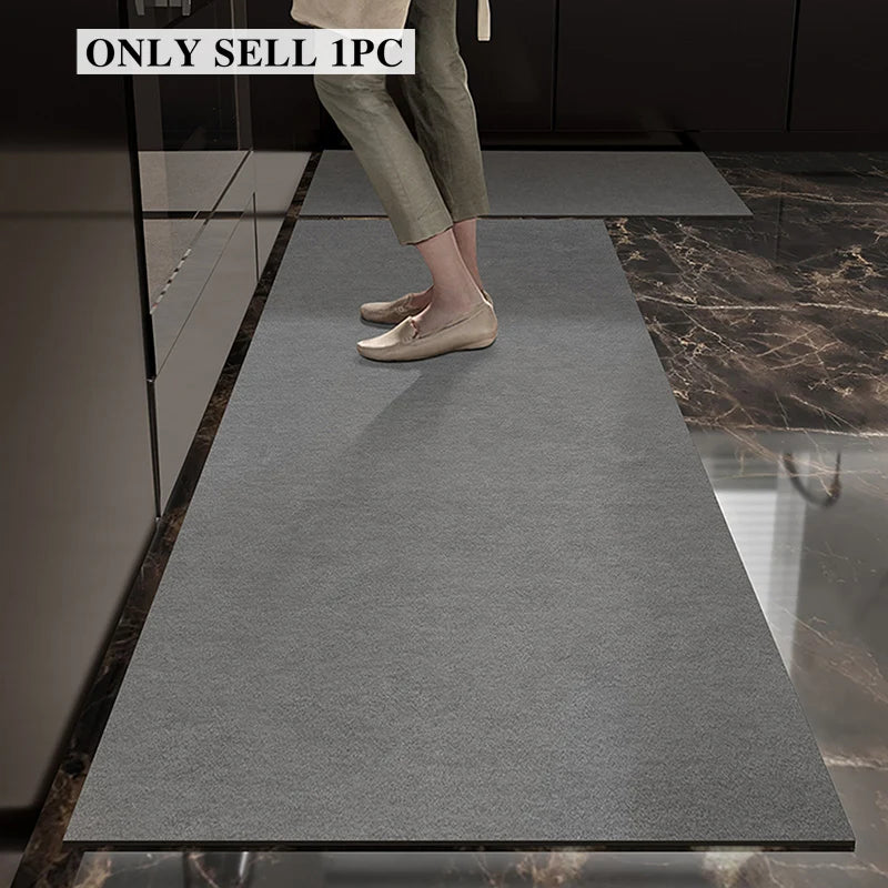 Einfarbige Küchenmatte aus PVC in Lederoptik für Küche und Esszimmer – 50 × 80 bis 200 × 300 cm, wasserdicht, ölbeständig, rutschfest, 6 Farben