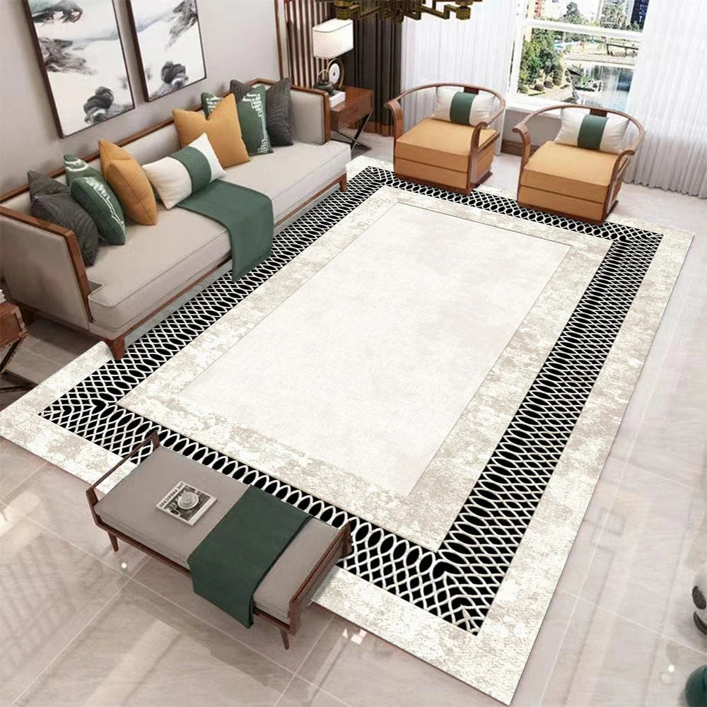 Geometrischer Teppich im nordischen Stil für Wohnzimmer, Schlafzimmer und Sofabereich – 40 × 60 bis 120 × 160 cm, Flanell, rutschfest, 7 Motive