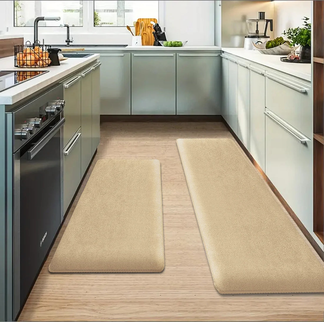 Verdickte Küchenmatte aus Flanell als langer Läufer für Küche, Bad und Haustür – 40 × 60 bis 60 × 200 cm, 1,2 cm dick, saugfähig, rutschfest, 5 Farben