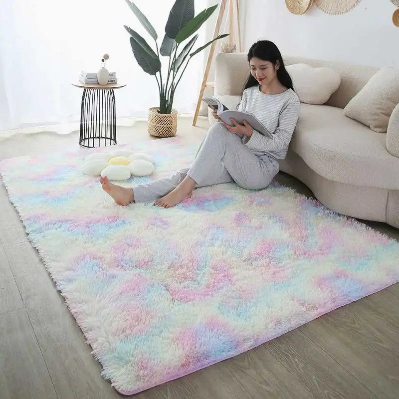 Flauschiger Plüschteppich in Uni- und Batikfarben für Wohnzimmer und Schlafzimmer – 40 × 60 bis 160 × 230 cm, 3,5 cm Flor, rechteckig, 12 Farben