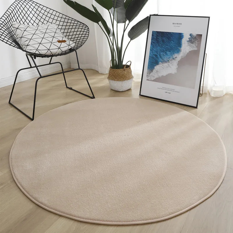 Runder Teppich aus Korallensamt in Uni-Farben für Wohnzimmer, Kinderzimmer und als Krabbelmatte – Ø 60 bis 200 cm, Schaumkern, 13 Farben