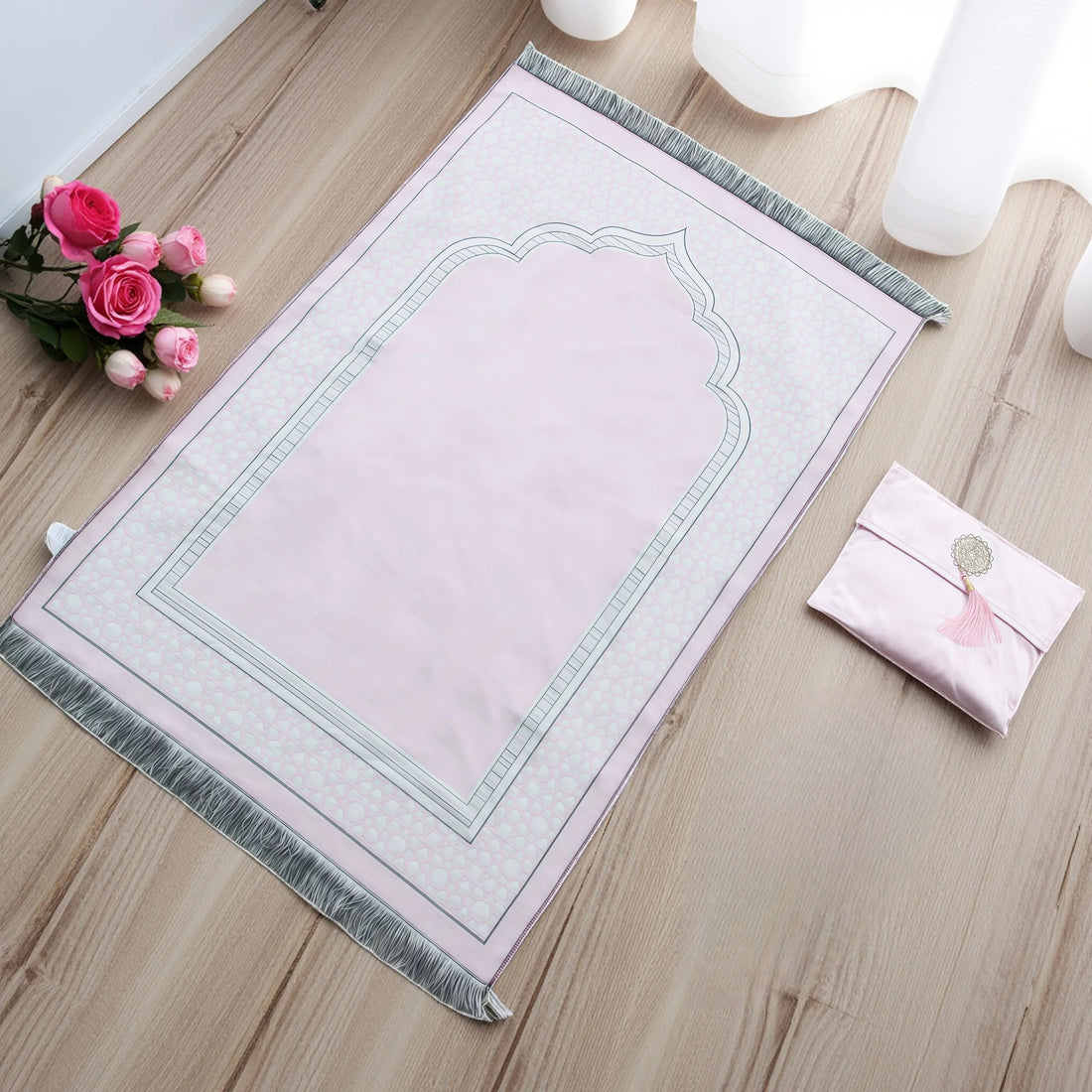 3-teiliges Gebetsteppich-Set mit Tragetasche und Gebetskette für Gebet zu Hause und auf Reisen – 70 × 110 cm, weich, rutschfest, 9 Farben