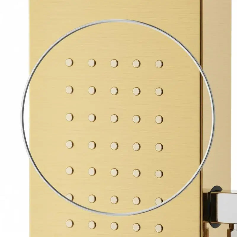 Duschpaneel-System aus Edelstahl mit 4 Funktionen für Badezimmer, Hotel und Spa – quadratisch, Regen, Wasserfall, Massagedüsen, Handbrause, Gold