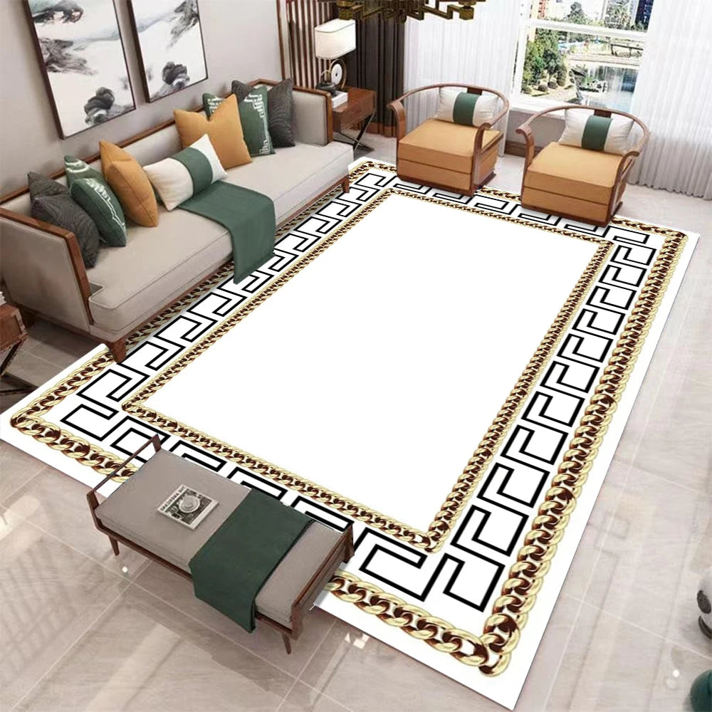 Geometrischer Teppich im nordischen Stil für Wohnzimmer, Schlafzimmer und Sofabereich – 40 × 60 bis 120 × 160 cm, Flanell, rutschfest, 7 Motive