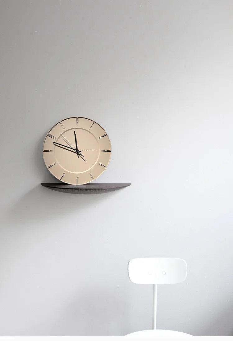 Minimalistische Wanduhr aus Beton im nordischen Stil für Wohnzimmer und Arbeitszimmer – Ø ca. 38 cm, geräuschlos, ohne Bohren, Orange oder Beige