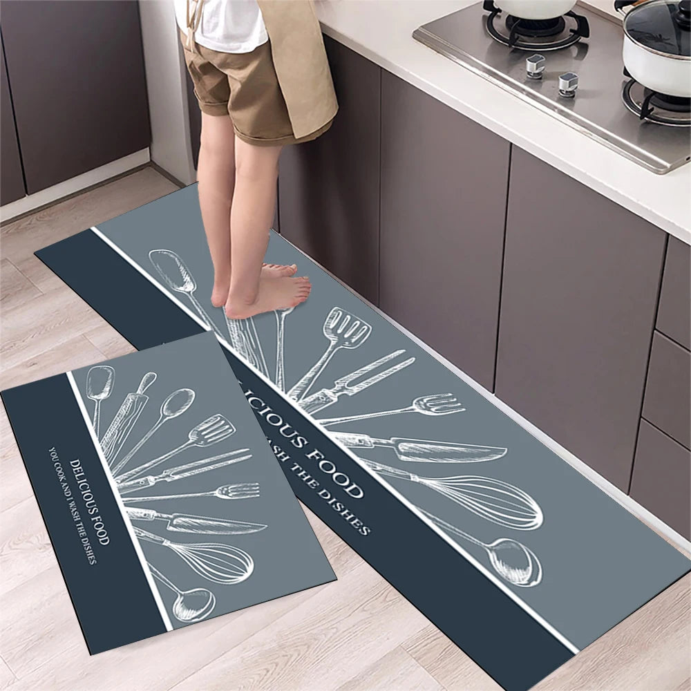 Küchenläufer aus Kristallsamt mit Druckmotiv für Küche, Wohnzimmer und Schlafzimmer – 40 × 60 bis 50 × 160 cm, einzeln oder im Set, 25 Motive