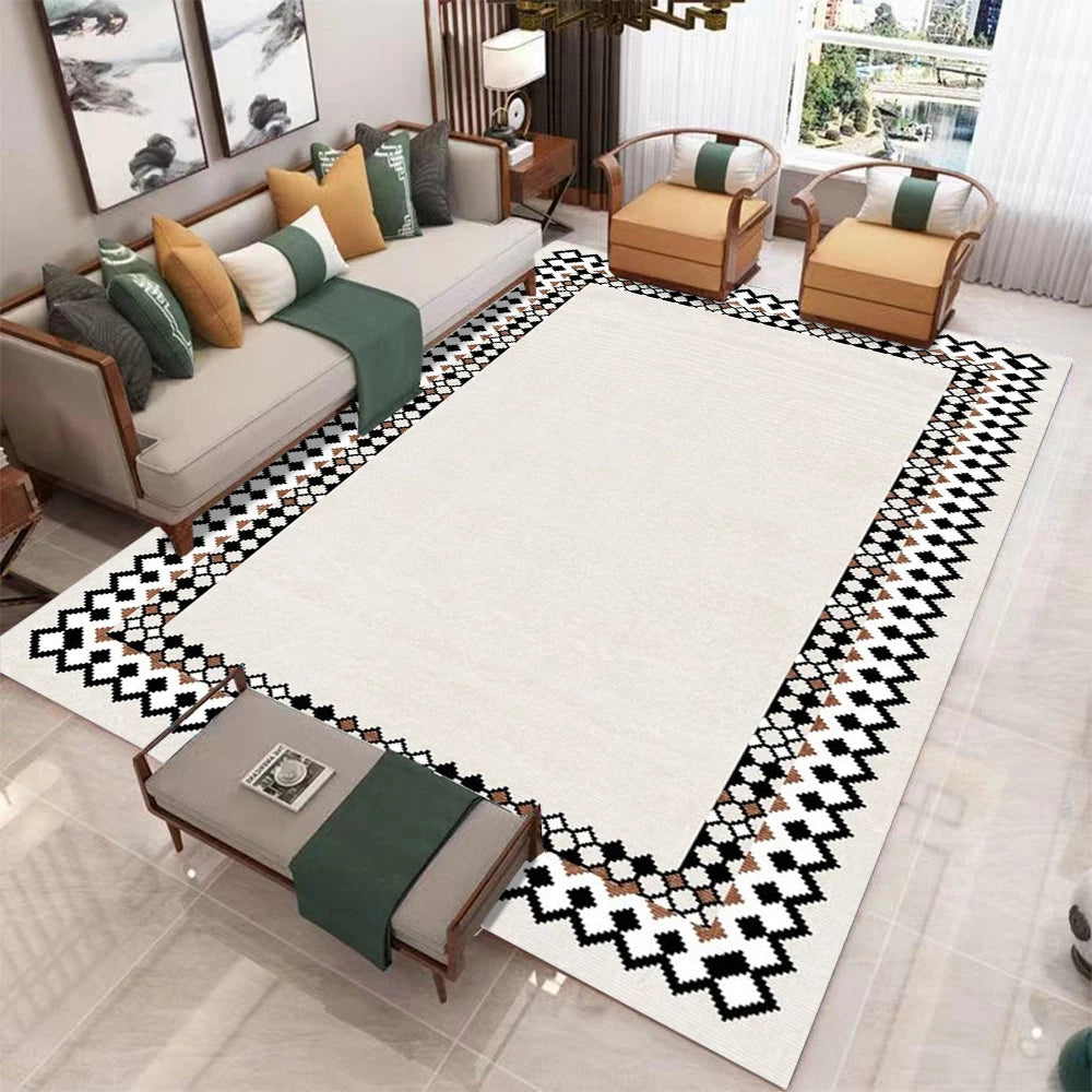 Geometrischer Teppich im nordischen Stil für Wohnzimmer, Schlafzimmer und Sofabereich – 40 × 60 bis 120 × 160 cm, Flanell, rutschfest, 7 Motive